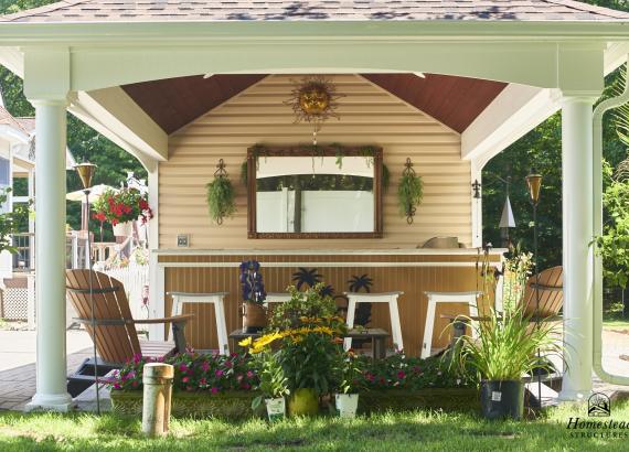 Under the pavilion of Double-sided 12' x 24' Custom Avalon Pool House Cape May Court House, NJ