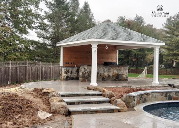 14' x 14' Belmar Pavilion with Stone Bar in New Jersey