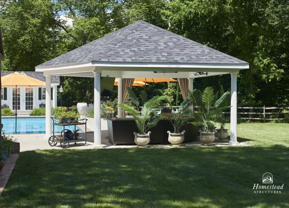 Rear view of 14x14 Custom Pentagon Pavilion in Phoenixville PA