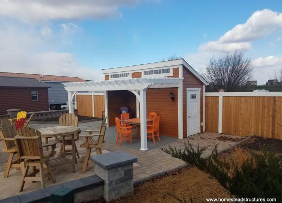 14 x 16 custom pool house with attached pergola