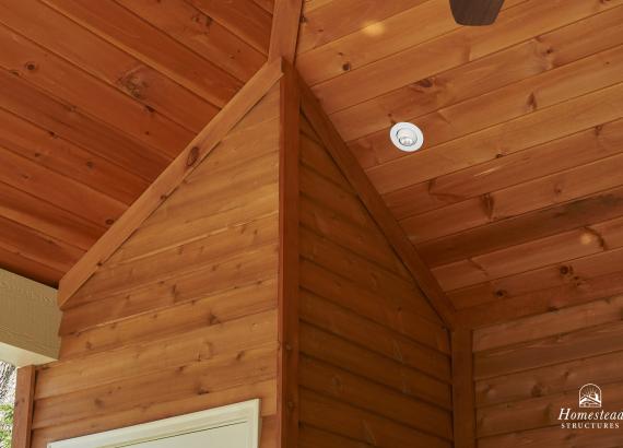 T&G Ceiling in 14' x 18' Avalon Pool House with blue metal roof in Center Valley, PA