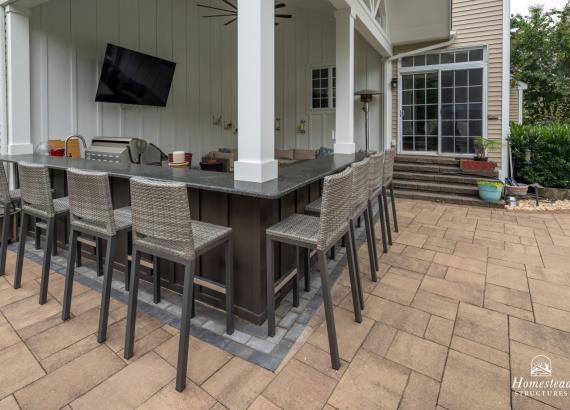 Outdoor Bar with Everlast HDPE Cabinets in 14' x 20' Attached Vintage Pavilion with Reverse Gable in Phoenixville, PA