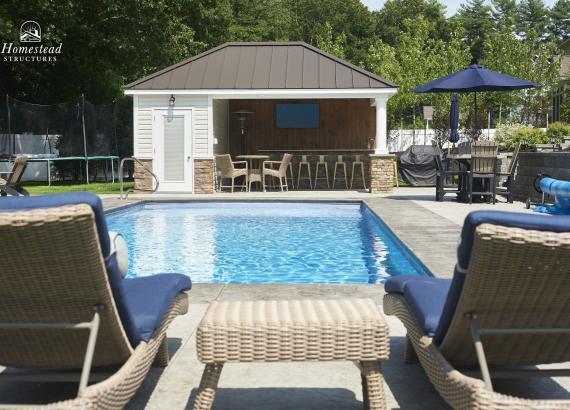 Exterior shot of 14' x 20' Avalon Pool House in Saratoga Springs, NY