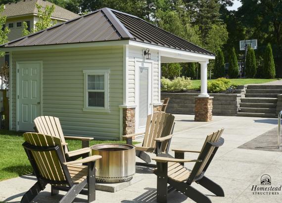 Back exterior of 14' x 20' Avalon Pool House in Saratoga Springs, NY