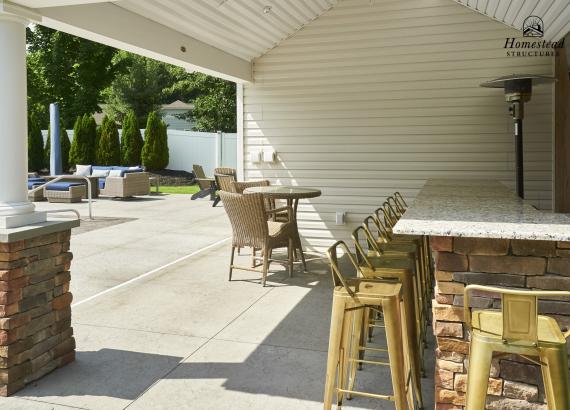 Under pavilion area of 14' x 20' Avalon Pool House in Saratoga Springs, NY