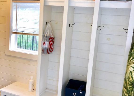 Changing Room in 14' x 20' Custom Pool House with Stone Facade in Virginia