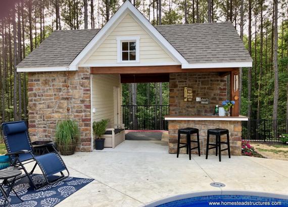 14' x 20' Custom Pool House with Stone Facade in Virginia