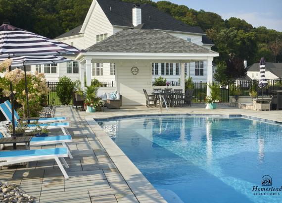 Exterior view of 14' x 20' Vintage Pavilion with Privacy Wall in Center Valley, PA