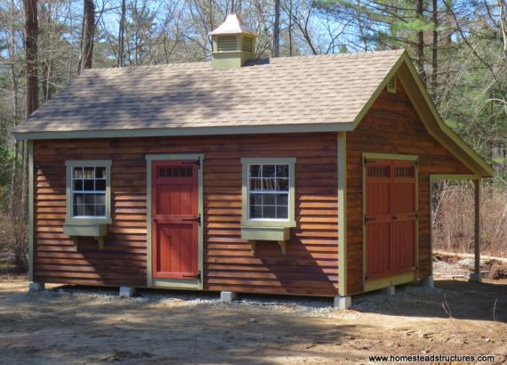 14' x 20' Century A-Frame Shed w/ Lean To (Cypress Clapboard Siding)