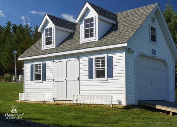 14' x 24' 2-Story Liberty 1-Car Garage with Dormers