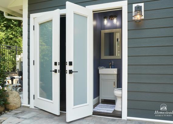 Bathroom & Storage Space with 1-Lite doors with miniblinds