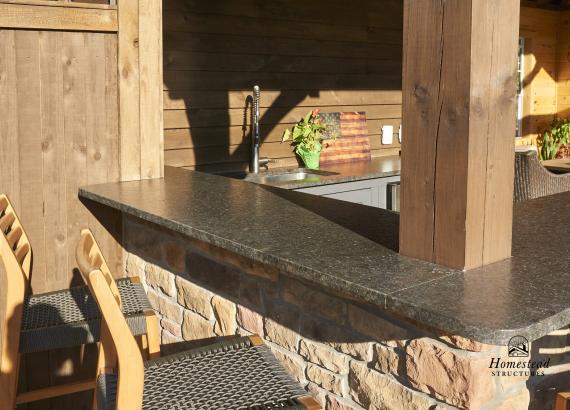 Bar Area of 14' x 27' Custom Timber Frame Avalon Pool House in PA