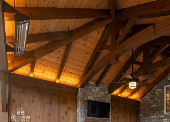 Interior shot of 15' x 20' Attached Belmar Timber Frame Pavilion in Lansdale, PA