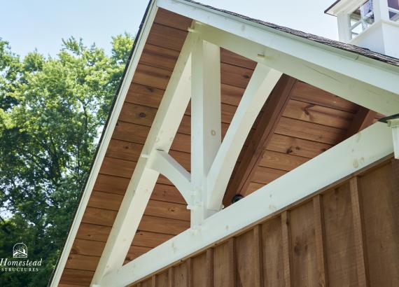 Gable of 15' x 12' Timber Frame Pavilion with Privacy Wall & Lean-To Storage in West Chester PA
