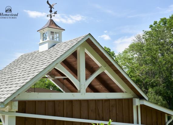 Gable of 15' x 12' Timber Frame Pavilion with Privacy Wall & Lean-To Storage in West Chester PA