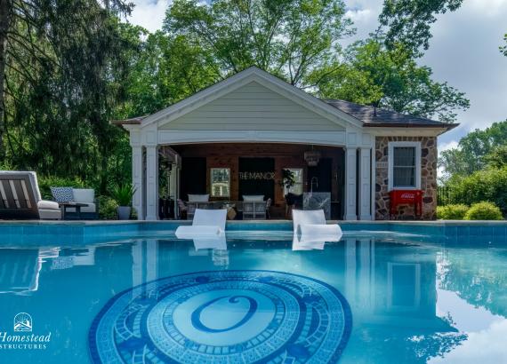 16' x 28' Custom Avalon Pool House with Reverse Gable in Huntingdon Valley, PA