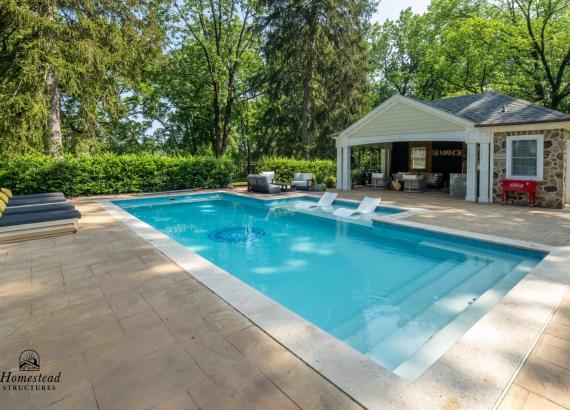 16' x 28' Custom Avalon Pool House with Reverse Gable in Huntingdon Valley, PA