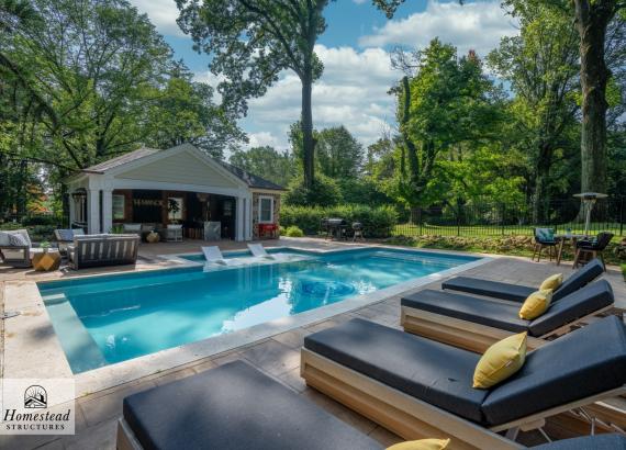 16' x 28' Custom Avalon Pool House with Reverse Gable in Huntingdon Valley, PA