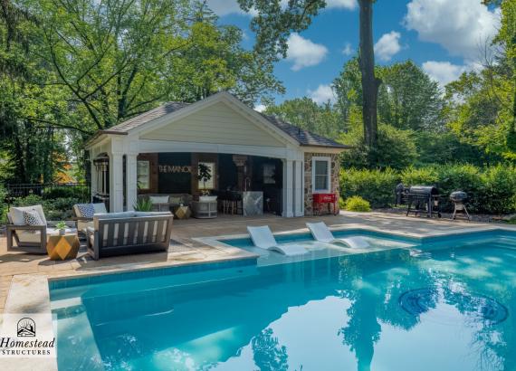 16' x 28' Custom Avalon Pool House with Reverse Gable in Huntingdon Valley, PA