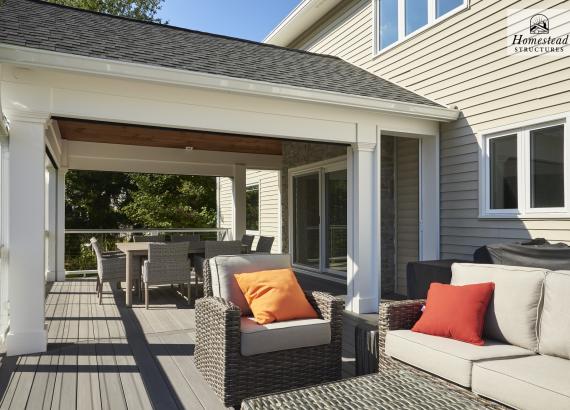 Exterior view of a 16' x 16' Attached A-Frame Pavilion in Warren, NJ