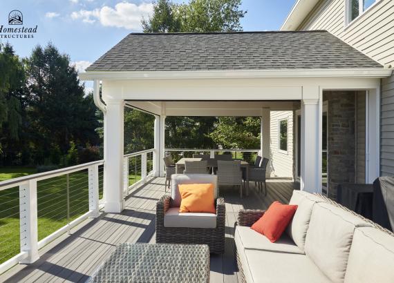 Exterior view of a 16' x 16' Attached A-Frame Pavilion in Warren, NJ