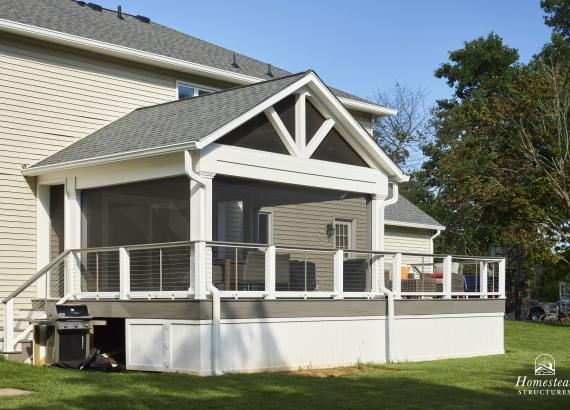 16' x 16' Custom Attached Pavilion with Screens Down in Warren NJ