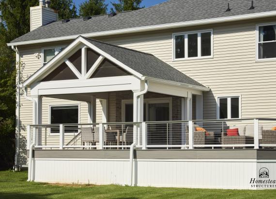 Exterior shot of 16' x 16' Attached A-Frame Pavilion in Warren, NJ