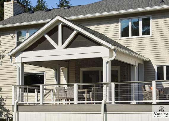 Exterior shot of 16' x 16' Attached A-Frame Pavilion in Warren, NJ