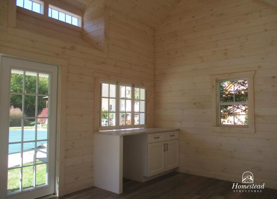 White-washed Pine Interior of 16' x 16' Heritage Century Pool House in Moorestown, NJ