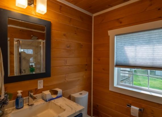 Bathroom of Spacious 16' x 16' Liberty Pool House with Attached 10' x22' Vintage Pavilion in Trappe PA
