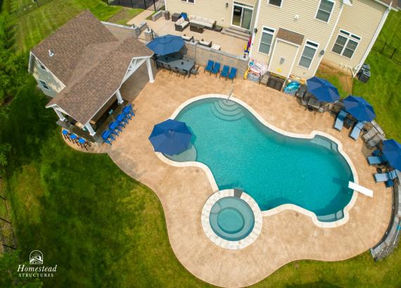 Spacious 16' x 16' Liberty Pool House with Attached 10' x22' Vintage Pavilion in Trappe PA