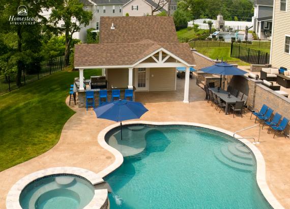 Spacious 16' x 16' Liberty Pool House with Attached 10' x22' Vintage Pavilion in Trappe PA