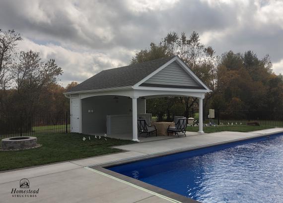 Poolside photo of a 16' x 20' A-Frame Avalon Pool House in Finksburg MD
