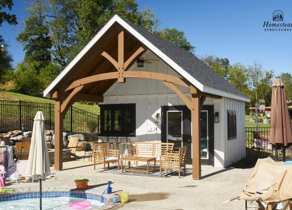 16' x 22' A-Frame Avalon Pool House with Timberframe Pavilion in Doylestown PA