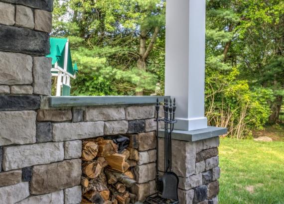 16' x 22' Attached A-Frame Vintage Pavilion with Fireplace & Outdoor Kitchen in Doylestown PA