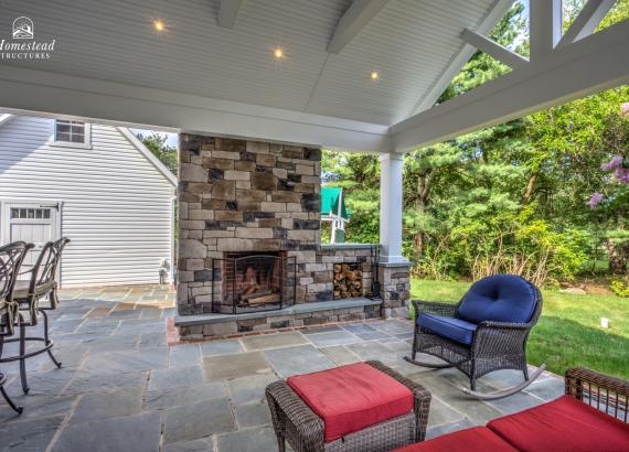 16' x 22' Attached A-Frame Vintage Pavilion with Fireplace & Outdoor Kitchen in Doylestown PA