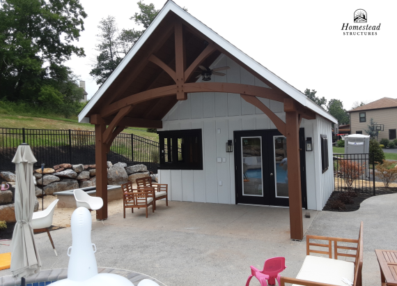 16' x 22' A-Frame Avalon Pool House with Timber Frame pavilion