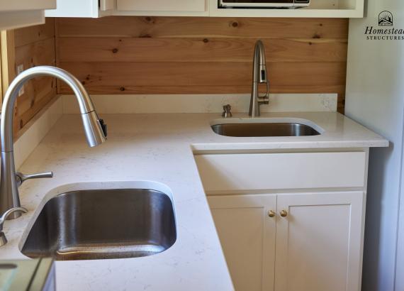 Finished interior kitchen in 16' x 24' Custom A-Frame Pool House in Monsey, NY 