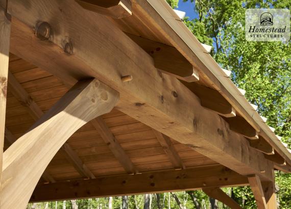 Timber Frame Details of 16' x 24' Timber Frame Avalon Pool House with Metal Roof in Quakertown, PA