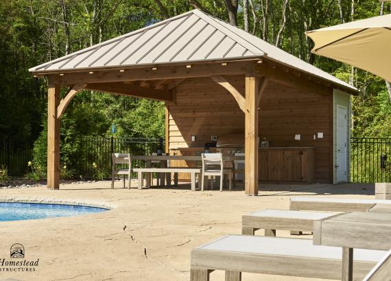 16' x 24' Timber Frame Avalon Pool House with Metal Roof in Quakertown, PA