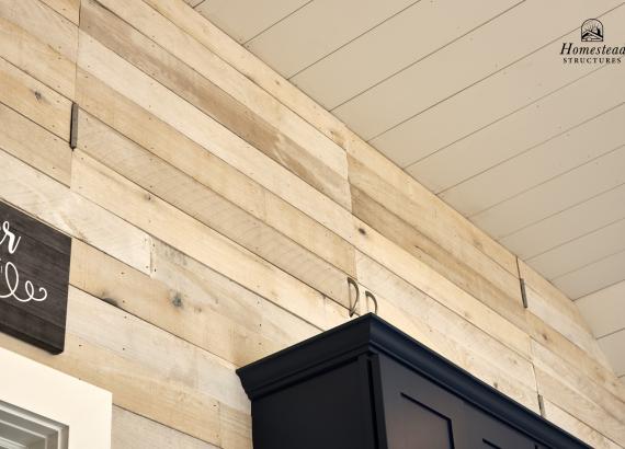 Hidden Storage space in finished kitchen of Finished interior of 16' x 34' A-Frame Avalon Pool House in Ivyland, PA