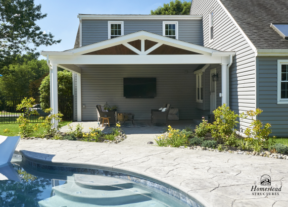 17' x 21' Custom Attached Pavilion in Phoenixville with lean-to roof