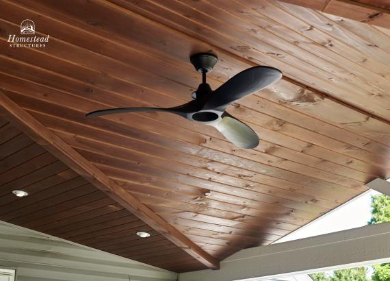 Ceiling & ceiling fan of custom attached Pavilion in Phoenixville, PA