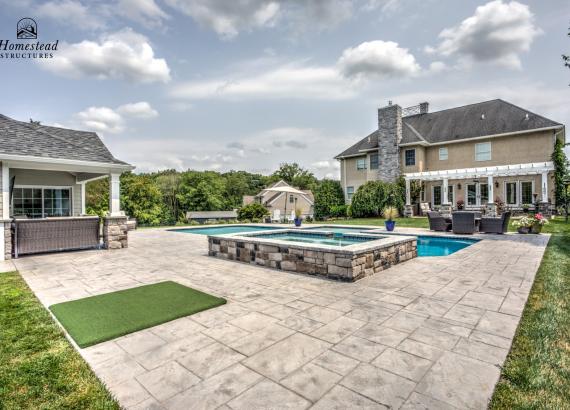 Across the Yard View of 18' x 28' Somerset Attached PVC Pergola in Royersford PA