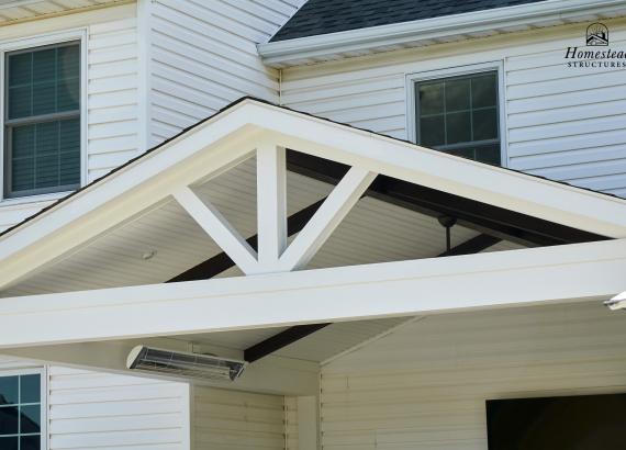 Open maple leaf gable of 18x17 attached a-frame pavilion in Royersford, PA