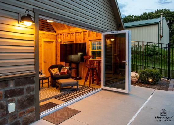 18' x 18' A-Frame Pool House with Attached 12' x 16' Timberframe Pavilion