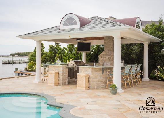 18' x 18' Custom Vintage Pavilion with full bar & outdoor kitchen in NJ