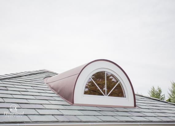Half-round window in 18x18 custom vintage pavilion