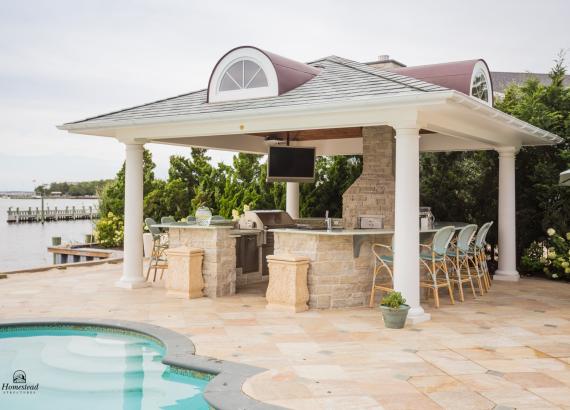 18' x 18' Custom Vintage Pavilion with Gourmet Outdoor Kitchen in Loveladies, LBI, NJ