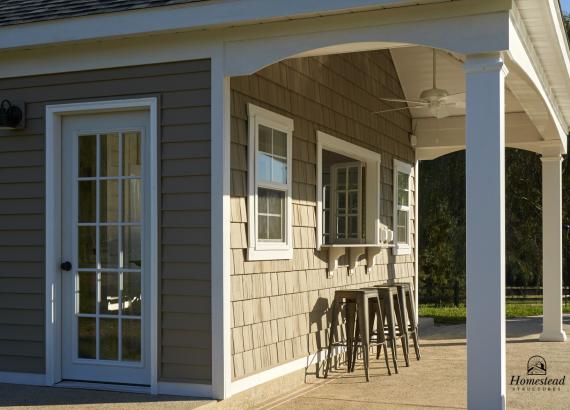 Snack Bar & Window on 18x20 Custom Avalon Pool House in Royersford, PA